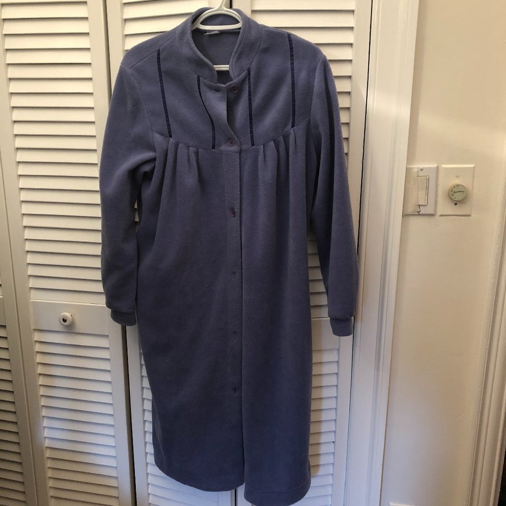 Damart women robe in blue warm fleece, S